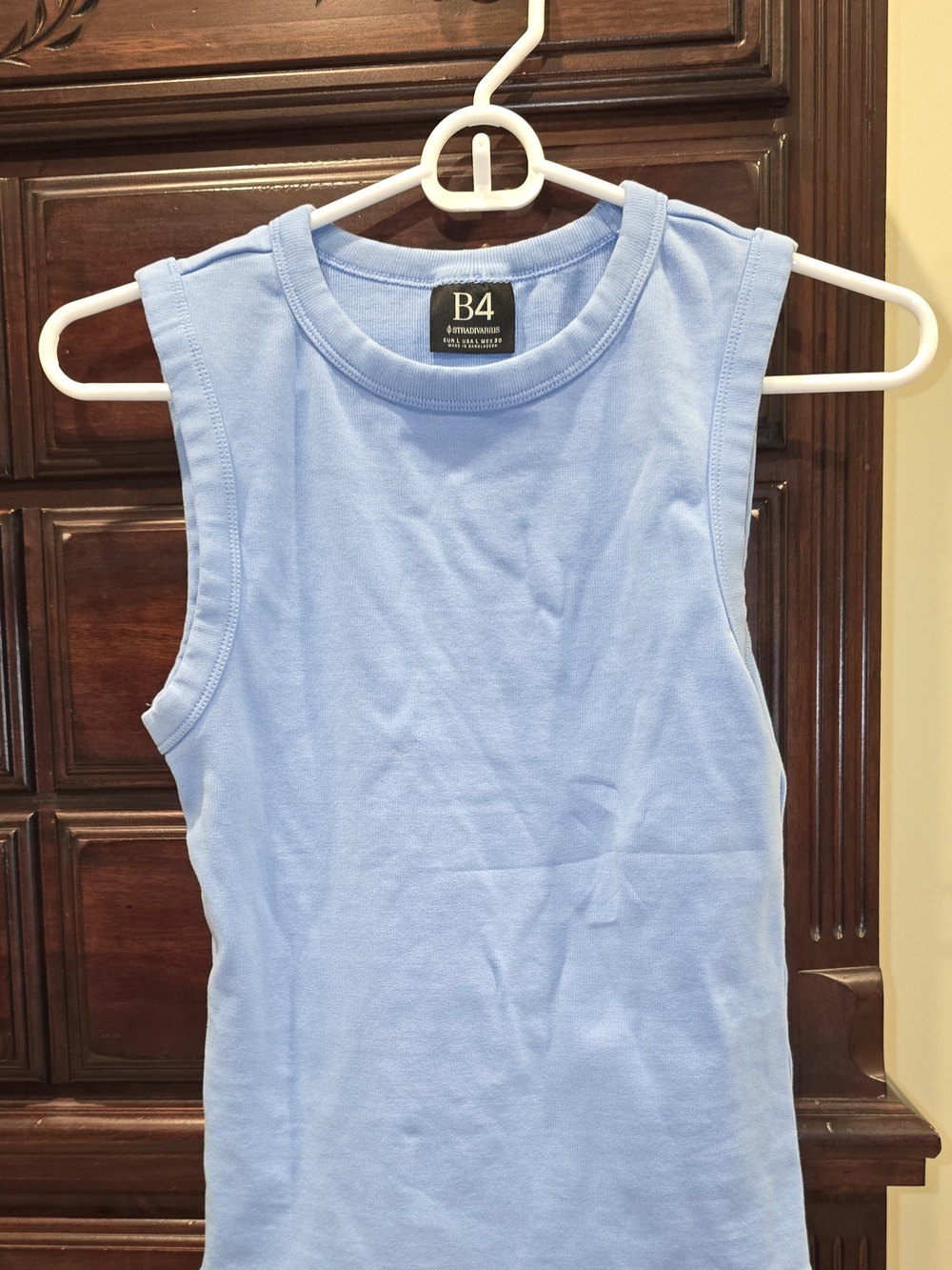 stradivarius Light Blue Ribbed Crewneck Tank